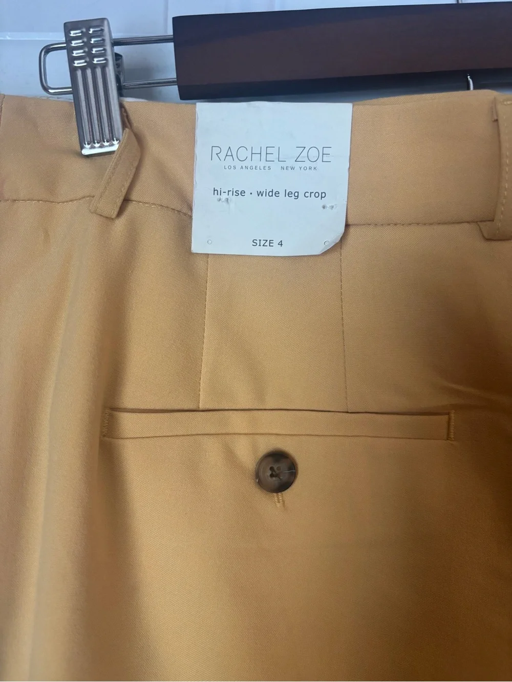 Rachel Zoe Mustard High-Rise Wide-Leg Crop Trousers